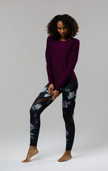 Image Title Onzie Tulip Back Long Sleeve Top - Aubergine